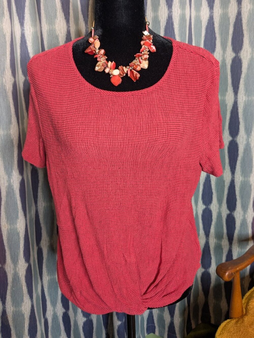 Como Vintage Textured Knit Top PXL Petite | Twist Front Waffle Knit Blouse